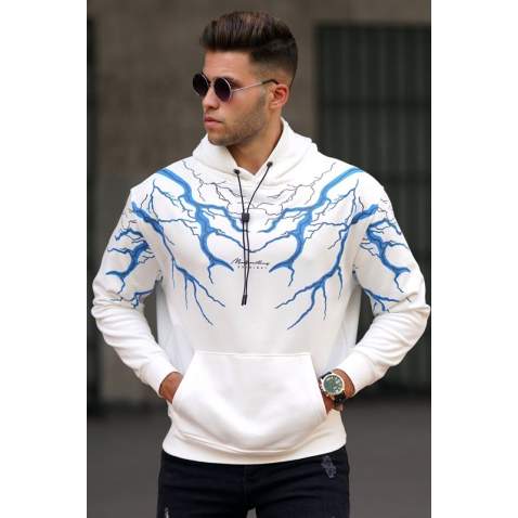 Madmext Men Printed White Sweatshirt 5286 - Beyaz