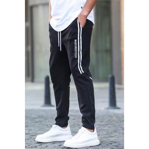 Black Printed Sweatpants T5476 - Siyah