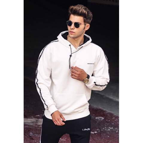 Madmext White Basic Men's Hoodie 4721 - Beyaz