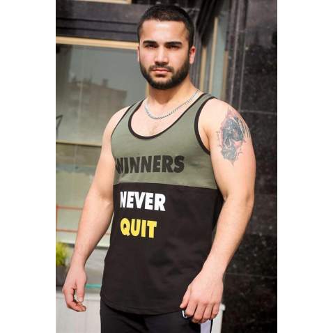 Madmext Winners Never Quit T-shirt for Men 4001 - Siyah