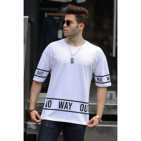 Madmext White Printed T-shirt for Men 4483 - Beyaz