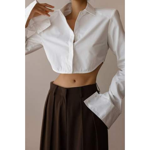 Mad Girls White Crop Top Shirt MG1382 - Beyaz