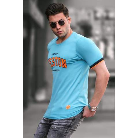 Madmext Turquoise Printed T-shirt for Men 4593 - Turkuaz