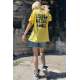 Women Printed Yellow T-Shirt - Sarı