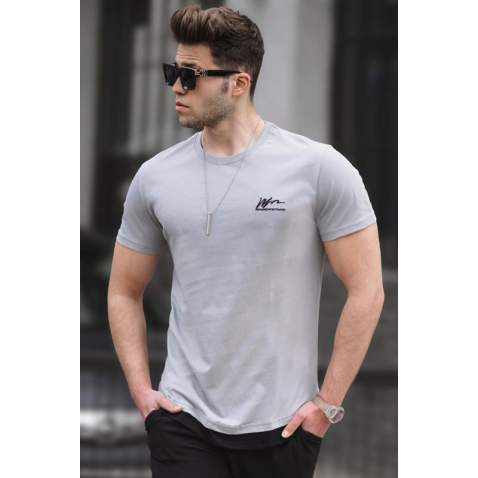 Madmext Smoke Gray Printed T-shirt for Men 4980 - Füme