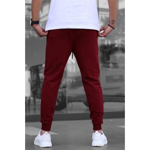 Madmext Men Elastic Bottom Maroon Sweatpants 4821 - Bordo