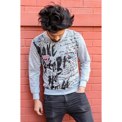 1597 Gri Sweatshirt - Arma Detaylı - Gri