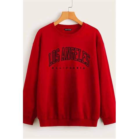 Mad Girls Printed Red Sweatshirt MG780 - Kırmızı