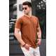 Madmext Men Button Up Camel T-Shirt 5831 - Camel