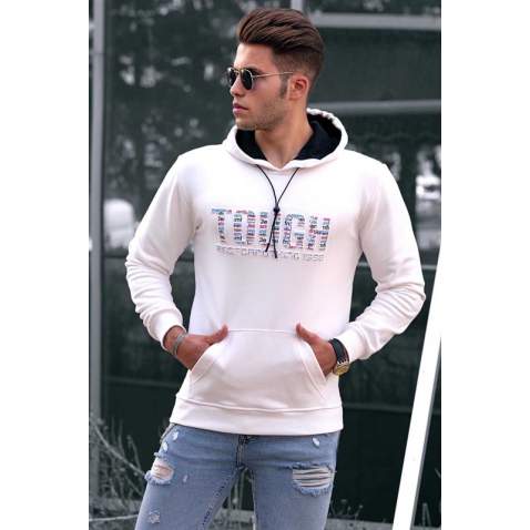 Madmext White Men's Hoodie 4752 - Beyaz