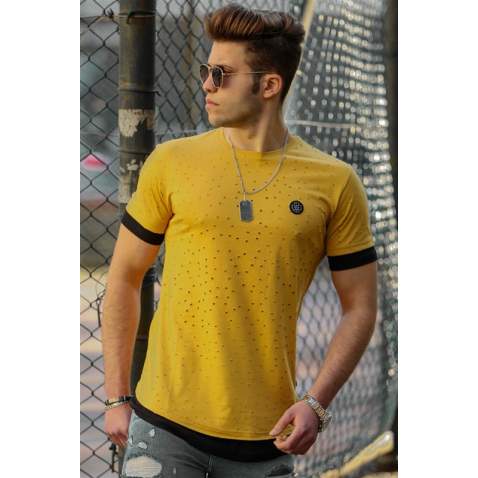 Madmext Yellow Rapped T-shirt for Men 4489 - Sarı