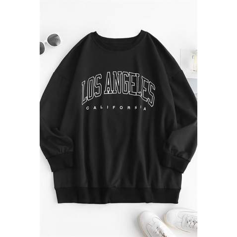 Mad Girls Printed Black Sweatshirt MG780 - Siyah