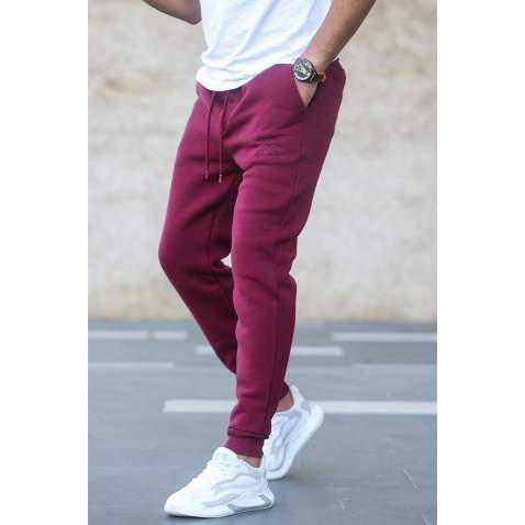 Madmext Men Plain Maroon Sweatpants 5433 - Bordo