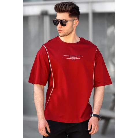 Madmext Maroon Oversize Printed T-shirt for Men 5234 - Bordo