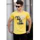 Madmext Yellow Printed T-shirt for Men 4475 - Sarı