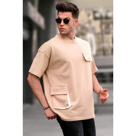 Men Oversize Beige T-Shirt 5833 - Bej