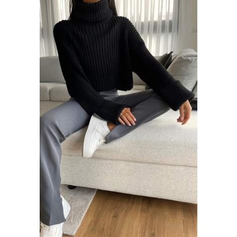 Mad Girls Black Turtleneck Sweater MG1402 - Siyah