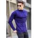 Navy Blue Mock Turtleneck Knitwear Sweater 5798 - Lacivert