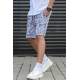 Madmext Men Printed Gray Capri Shorts 2408 - Gri