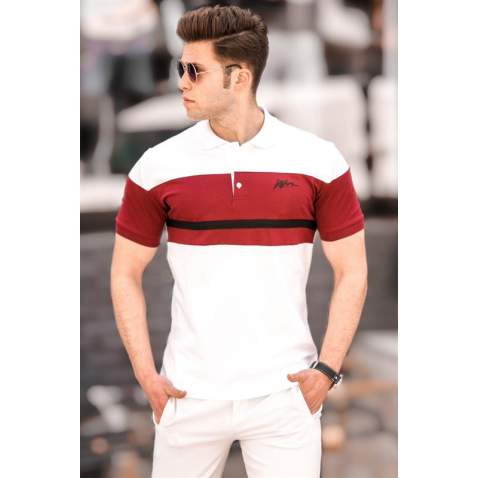 Madmext Men Knitted White Polo T-shirt 5239 - Beyaz