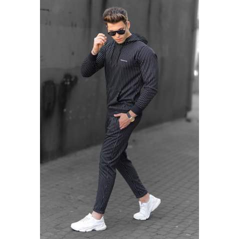 Madmext Black Striped Tracksuit 48224692-2 - Siyah