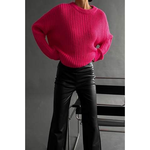 Mad Girls Oversize Fuchsia Sweater MG1344 - Fuşya