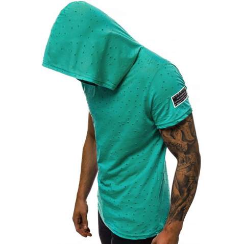 Madmext Green Rapped T-shirt with Hood for Men 3069 - Yeşil