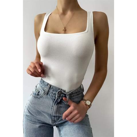 Mad Girls White Crop Top MG1009 - Beyaz