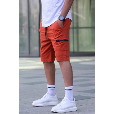 Men Tile Red Capri Shorts 5738 - Kiremit