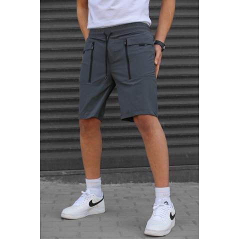 Men Basic Smoke Gray Capri Shorts - Füme