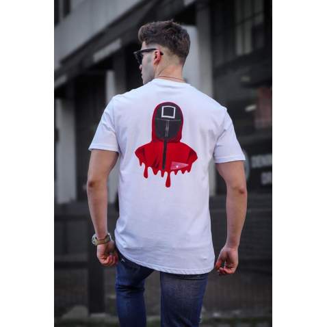 Madmext Men Printed White T-shirt 5384 - Beyaz