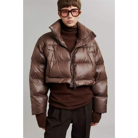 Mad Girls Brown Puffer Jacket MG1398 - Kahverengi