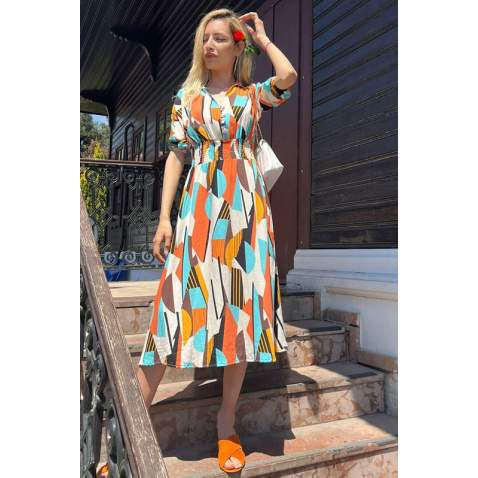 Women Desgined Turquoise Long Dress MG1515 - Turkuaz