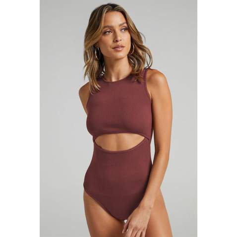 Mad Girls Brown Plain Bodysuit MG1448 - Kahverengi