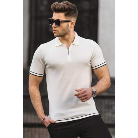 Madmext Men White Polo T-shirt 5090 - Beyaz