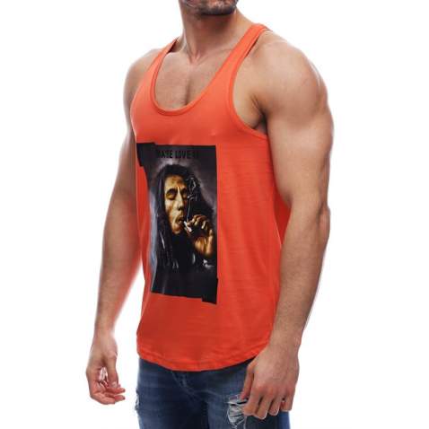 Madmext Orange Bob Marley Printed T-shirt for Men 2634 - Turuncu