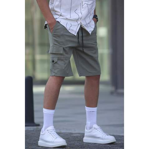 Khaki Capri Shorts with Cargo Pockets 5737 - Haki