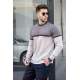 Madmext Men Color Blocked Brown Sweater 4734 - Kahverengi