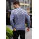 Royal Blue Designed Knitwear Sweater 5971 - Havacı mavi