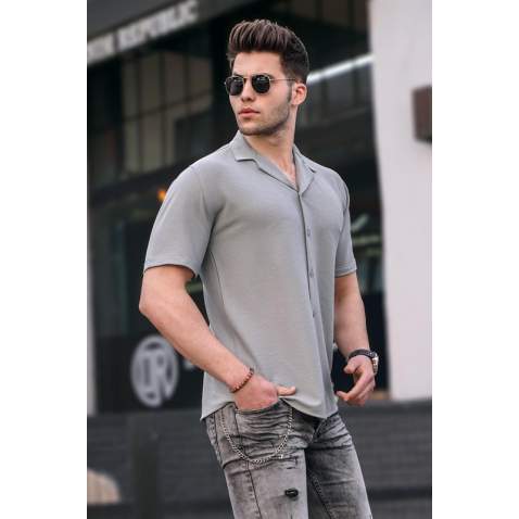 Madmext Men Dye Gray Shirt 5500 - Boyalı gri