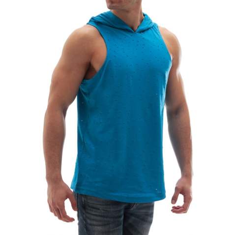 Sleeveless T-Shirt In Hooded turquoise 2893 - Turkuaz