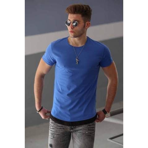 Madmext Men Blue Plain T-shirt 4465 - Saks