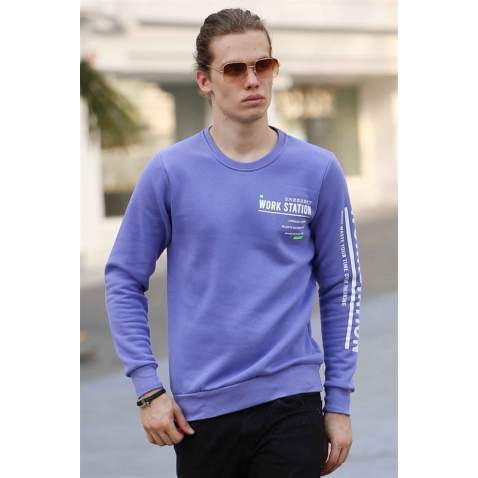 Madmext Baskılı Mor Sweatshirt 4161 - Mor