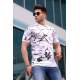 Men Designed White Polo T-Shirt - Beyaz