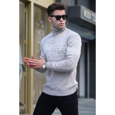 Mink Gray Turtleneck Knitwear Sweater 5970 - Vizon