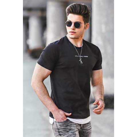 Madmext Black Basic T-shirt for Men 4473 - Siyah