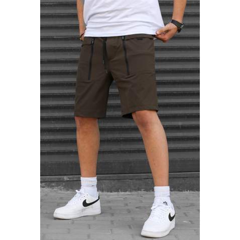 Men Basic Brown Capri Shorts - Kahverengi