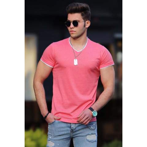 Madmext Pink Basic T-shirt for Men 4447 - Pudra