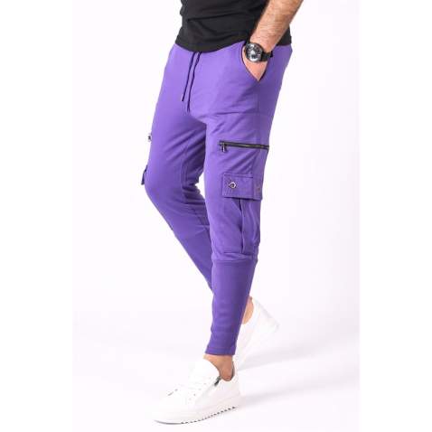 Madmext Purple Zipper Detailed Sweatpants 2937 - Mor