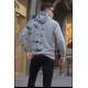 Dye Gray Embroidered Hoodie Sweatshirt 5897 - Boyalı gri